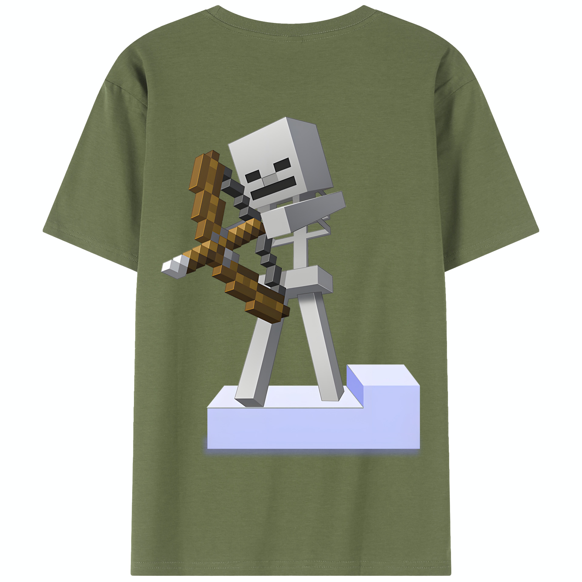 （画像用） マインクラフト ブロックの世界 Minecraft MC Block world 綿100％半袖Tシャツ（背面プリント）